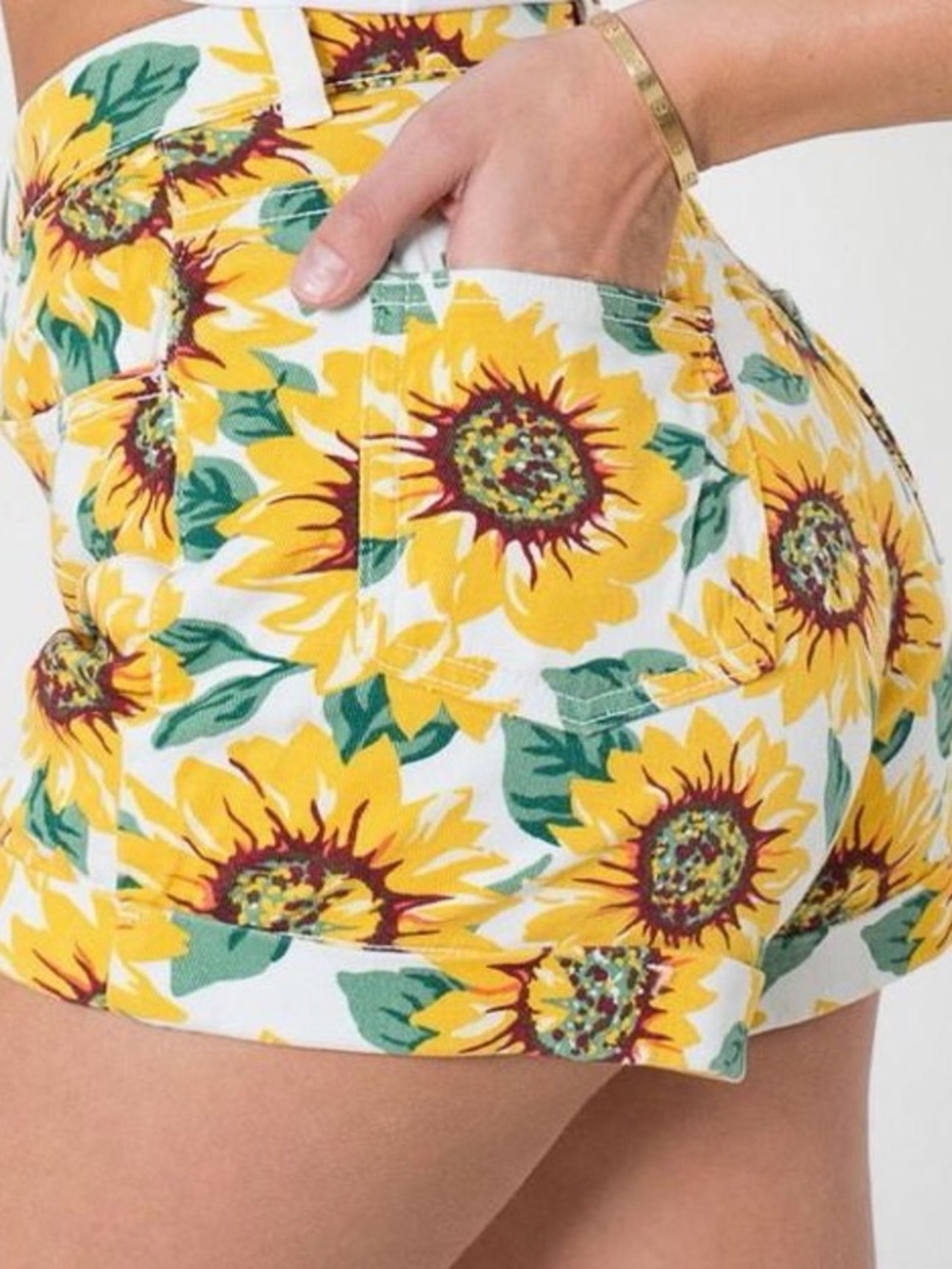 American Apparel High Waist Sunflower Denim Shorts Size 26 27